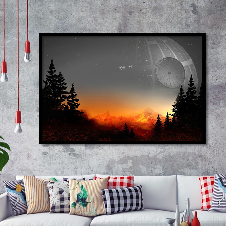 Death Star Movie Framed Art Prints Wall Decor - Painting Prints, Wall Art, Framed Picture, Black Frame