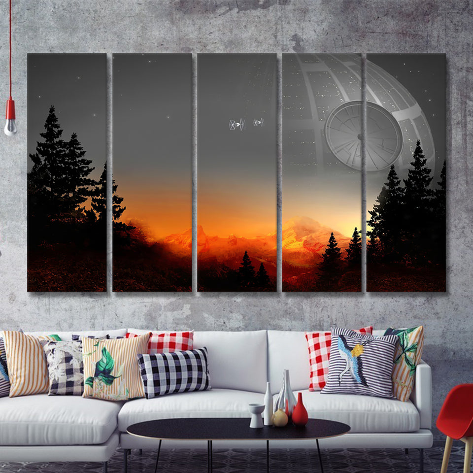 Death Star Movie 5 Pieces B Canvas Prints Wall Art - Painting Canvas, Multi Panel, Wall Decor, Canvas Art