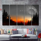 Death Star Movie 5 Pieces B Canvas Prints Wall Art - Painting Canvas, Multi Panel, Wall Decor, Canvas Art