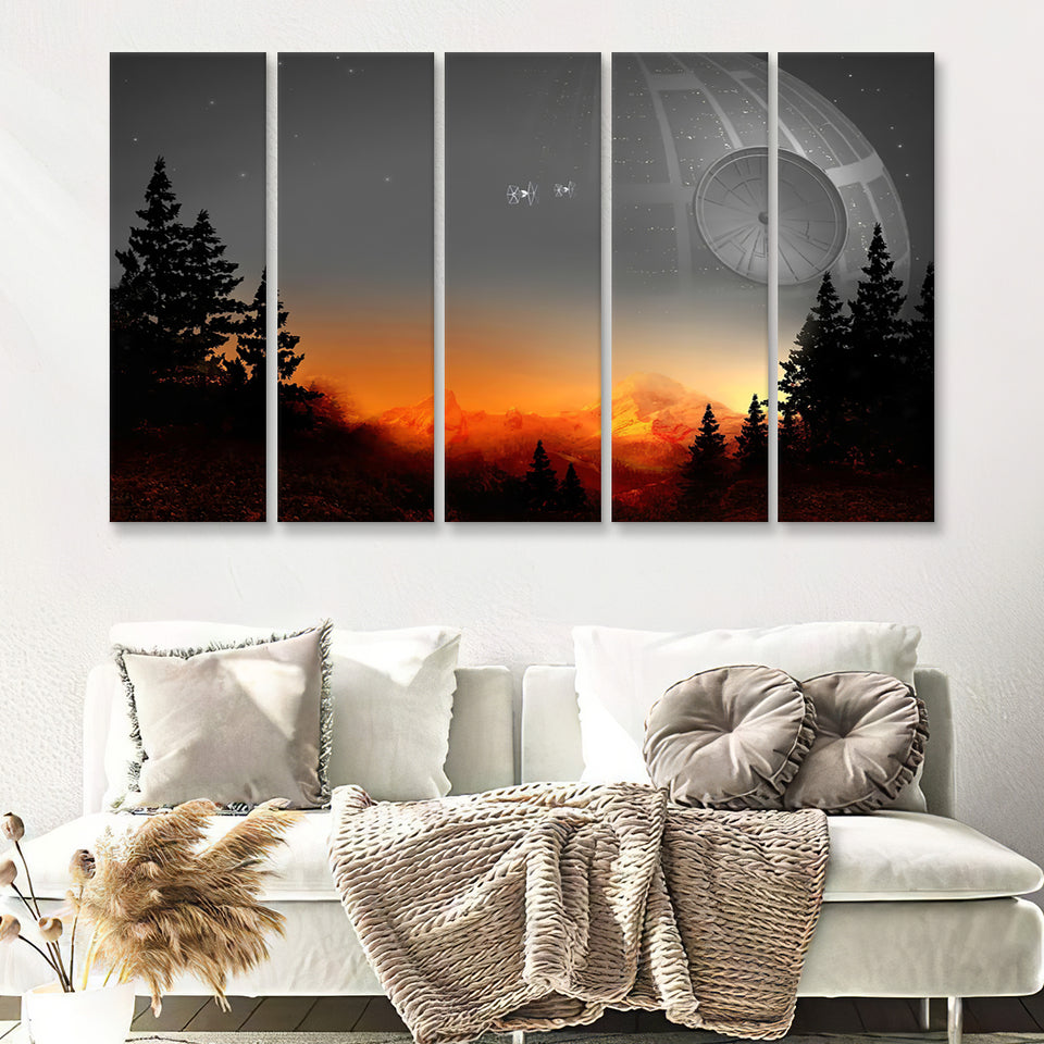 Death Star Movie 5 Pieces B Canvas Prints Wall Art - Painting Canvas, Multi Panel, Wall Decor, Canvas Art