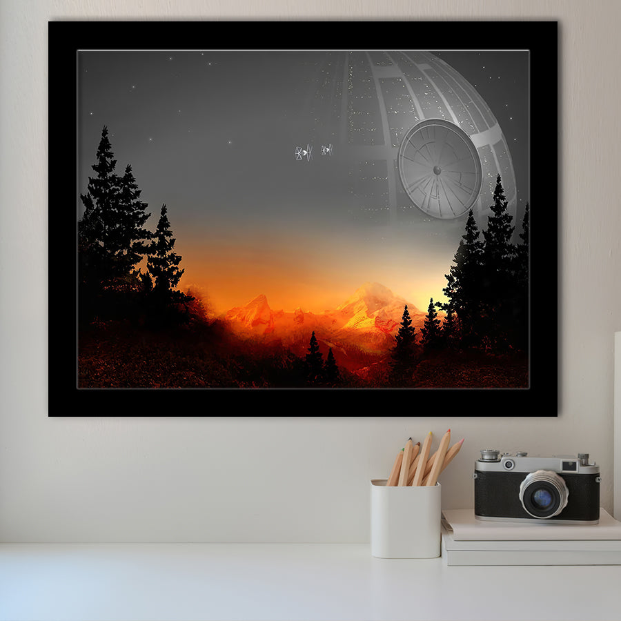 Death Star Movie Framed Art Prints Wall Decor - Painting Prints, Wall Art, Framed Picture, Black Frame