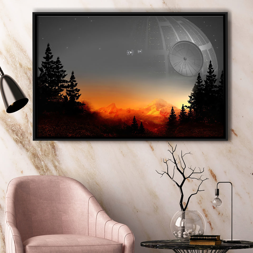 Death Star Movie Framed Canvas Prints Wall Art - Painting Canvas, Wall Decor, Canvas Art, Floating Frame