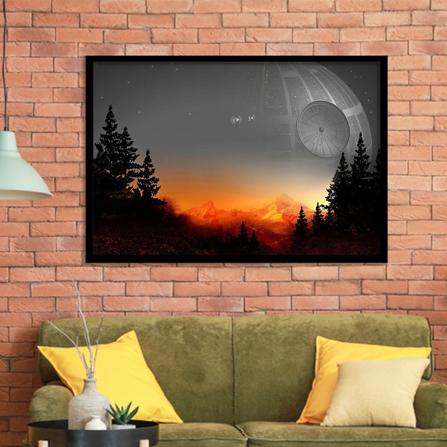 Death Star Movie Framed Art Prints Wall Decor - Painting Prints, Wall Art, Framed Picture, Black Frame