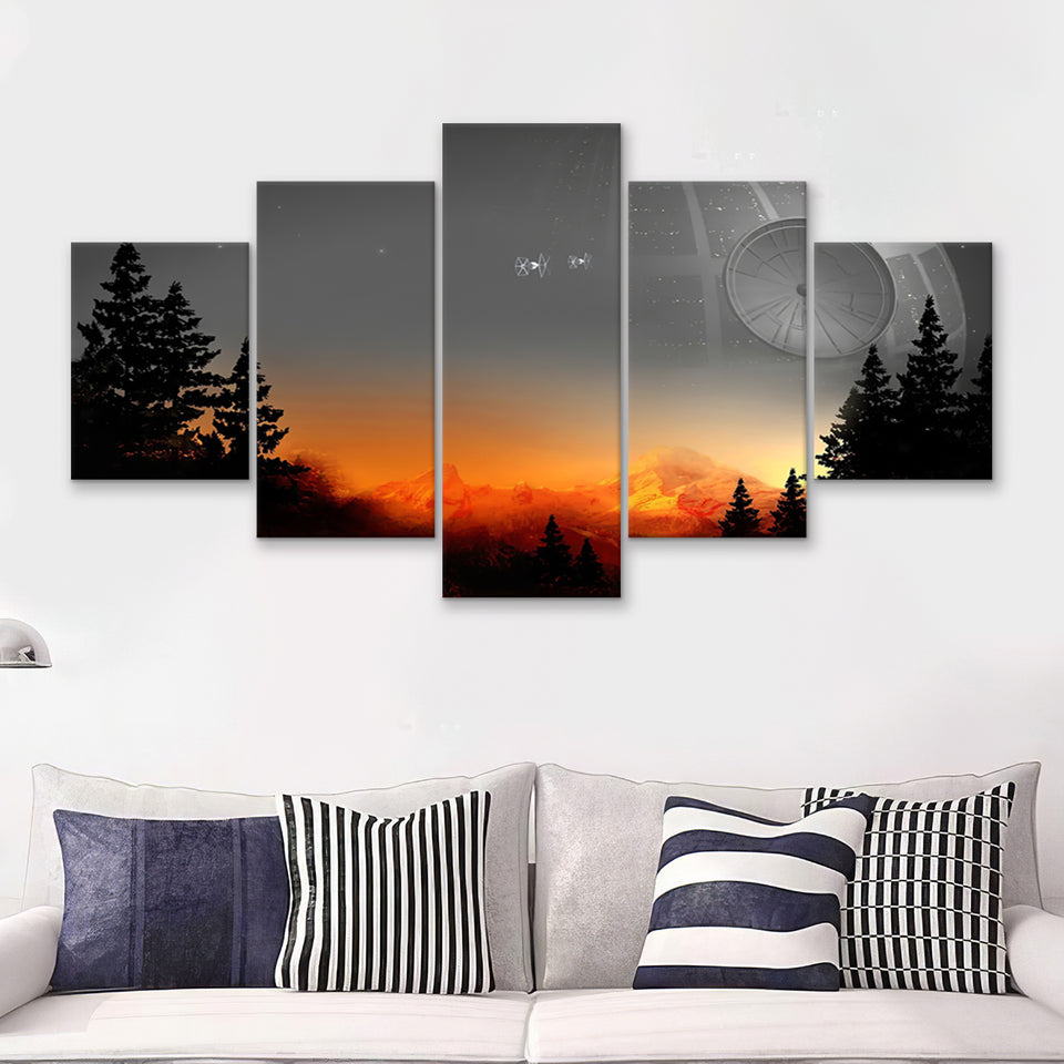 Death Star Movie 5 Pieces Canvas Prints Wall Art - Painting Canvas, Multi Panel, Wall Decor, Canvas Art