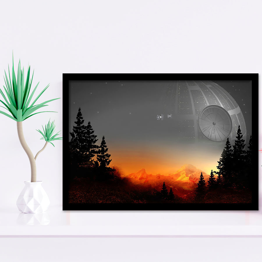 Death Star Movie Framed Art Prints Wall Decor - Painting Prints, Wall Art, Framed Picture, Black Frame