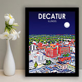 Decatur Illinois Art Sunset Landscape V1, City Art Print, Framed Art Print Wall Art Home Decor, Framed Picture