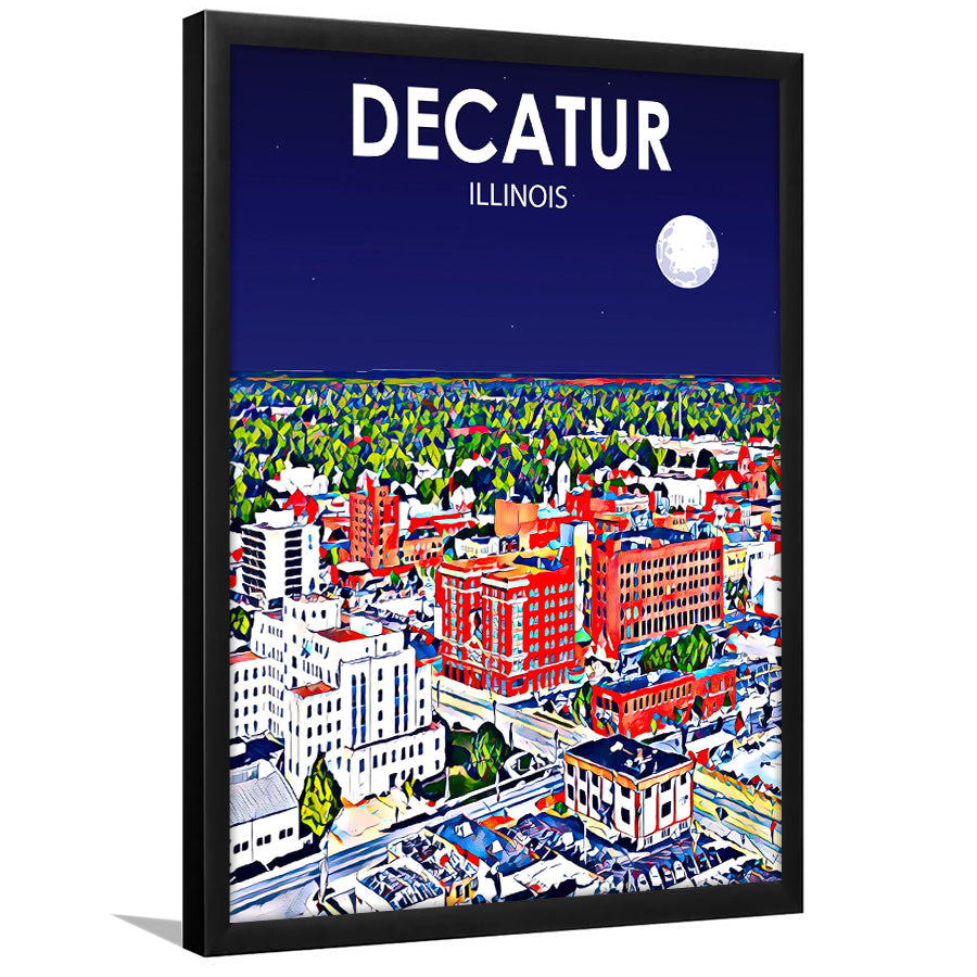 Decatur Illinois Art Sunset Landscape V1, City Art Print, Framed Art Print Wall Art Home Decor, Framed Picture