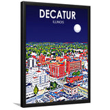 Decatur Illinois Art Sunset Landscape V1, City Art Print, Framed Art Print Wall Art Home Decor, Framed Picture