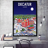 Decatur Illinois Art Sunset Landscape V1, City Art Print, Framed Art Print Wall Art Home Decor, Framed Picture