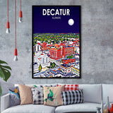 Decatur Illinois Art Sunset Landscape V1, City Art Print, Framed Art Print Wall Art Home Decor, Framed Picture