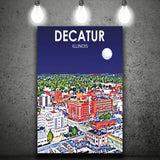 Decatur Illinois Art Sunset Landscape V1 ,City Art Print, Large Canvas, Canvas Print Wall Art Home Decor