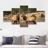 Deer Couple Canvas Wall Art Forest Animal 5 Pieces Canvas Prints Wall Art - Painting Canvas,Wall Decor, Multi Panel,5 Panels