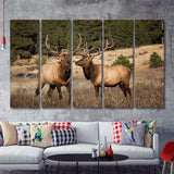 Deer Couple Canvas Wall Art Forest Animal 5 Pieces B Canvas Prints Wall Art - Painting Canvas,Wall Decor, Multi Panel,5 Panels