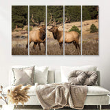 Deer Couple Canvas Wall Art Forest Animal 5 Pieces B Canvas Prints Wall Art - Painting Canvas,Wall Decor, Multi Panel,5 Panels