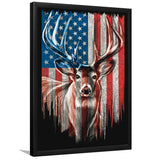 Deer Flag Usa Framed Art Prints Wall Decor - Painting Prints, Wall Art, Framed Picture, For Sale