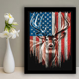 Deer Flag Usa Framed Art Prints Wall Decor - Painting Prints, Wall Art, Framed Picture, For Sale