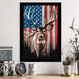 Deer Flag Usa Framed Art Prints Wall Decor - Painting Prints, Wall Art, Framed Picture, For Sale