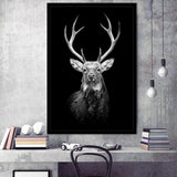 Deer Head Grey Black Hunting Decor Framed Art Prints Wall Decor - Painting Prints, Wall Art, Framed Picture, For Sale