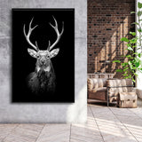 Deer Head Grey Black Hunting Decor Framed Canvas Prints Wall Art - Painting Canvas, Floating Frame, Painting Prints, For Sale