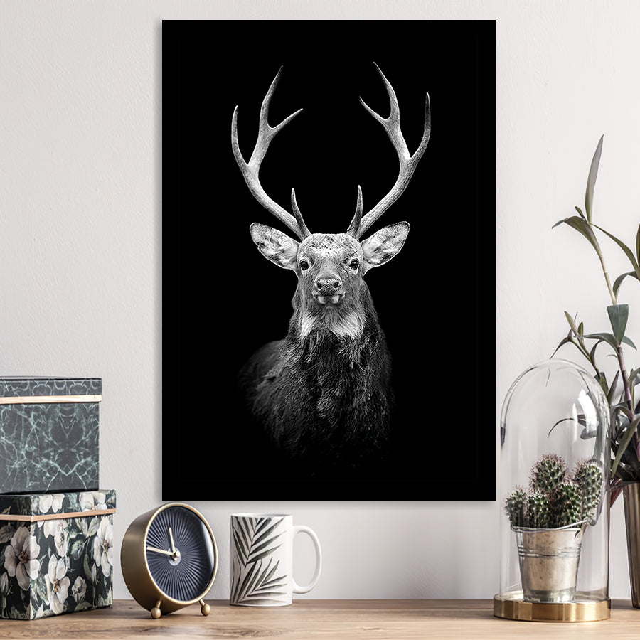 Deer Head Grey Black Hunting Decor Framed Art Prints Wall Decor - Painting Prints, Wall Art, Framed Picture, For Sale