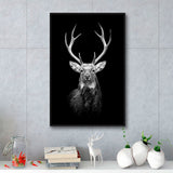Deer Head Grey Black Hunting Decor Framed Canvas Prints Wall Art - Painting Canvas, Floating Frame, Painting Prints, For Sale