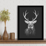 Deer Head Grey Black Hunting Decor Framed Canvas Prints Wall Art - Painting Canvas, Floating Frame, Painting Prints, For Sale