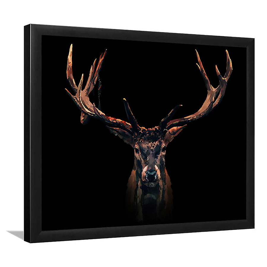 Deer Stag Head Black Wild Animal Framed Art Prints Wall Decor - Painting Prints,Wall Art, Framed Picture,For Sale