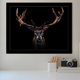 Deer Stag Head Black Wild Animal Framed Art Prints Wall Decor - Painting Prints,Wall Art, Framed Picture,For Sale