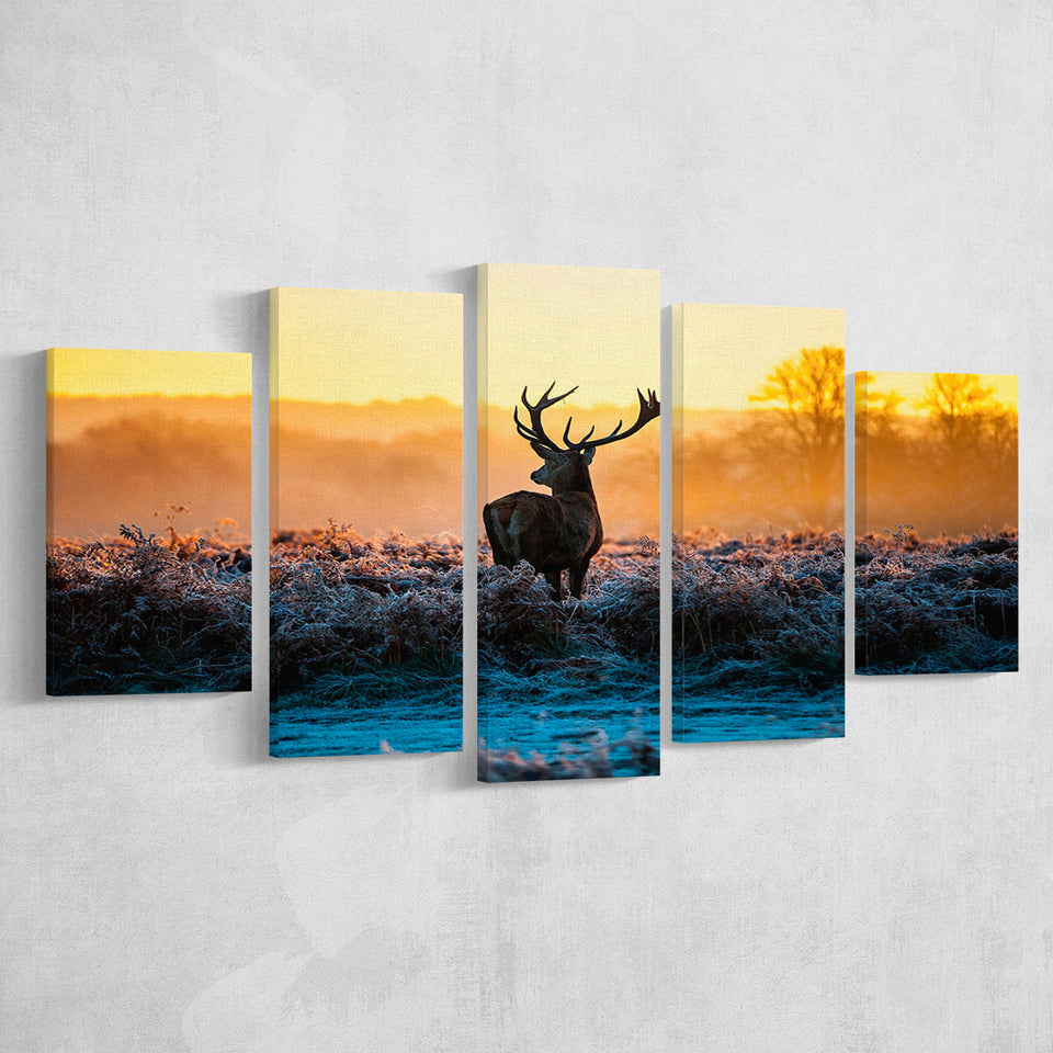 Deer Wall  Art 5 Piece Canvas Prints Wall Art Decor, Multi Panels, Mixed Canvas