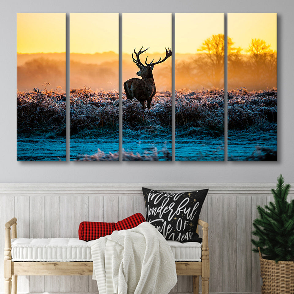Deer Wall  Art 5 Piece B Canvas Prints Wall Art, Multi Panels,Large Canvas