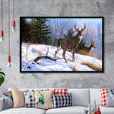 Deer And Snow Art Framed Art Prints Wall Decor - Painting Prints,Wall Art, Framed Picture,For Sale