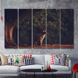 Deer In Forest 5 Pieces B Canvas Prints Wall Art - Painting Canvas,Wall Decor, Multi Panel,5 Panels