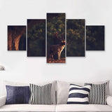 Deer In Forest 5 Pieces Canvas Prints Wall Art - Painting Canvas,Wall Decor, Multi Panel,5 Panels