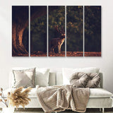 Deer In Forest 5 Pieces B Canvas Prints Wall Art - Painting Canvas,Wall Decor, Multi Panel,5 Panels