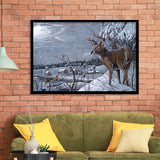 Deer In Snow Framed Art Prints Wall Decor - Painting Prints,Wall Art, Framed Picture,For Sale
