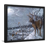 Deer In Snow Framed Art Prints Wall Decor - Painting Prints,Wall Art, Framed Picture,For Sale