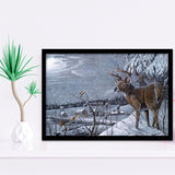 Deer In Snow Framed Art Prints Wall Decor - Painting Prints,Wall Art, Framed Picture,For Sale