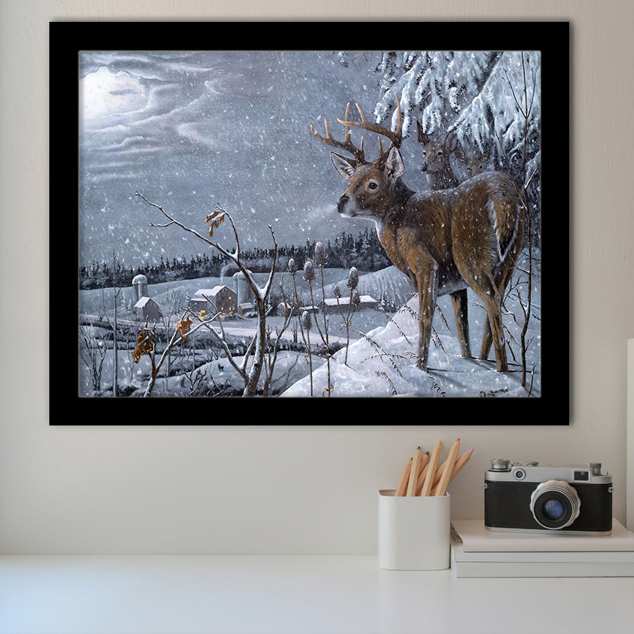 Deer In Snow Framed Art Prints Wall Decor - Painting Prints,Wall Art, Framed Picture,For Sale