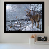 Deer In Snow Framed Art Prints Wall Decor - Painting Prints,Wall Art, Framed Picture,For Sale