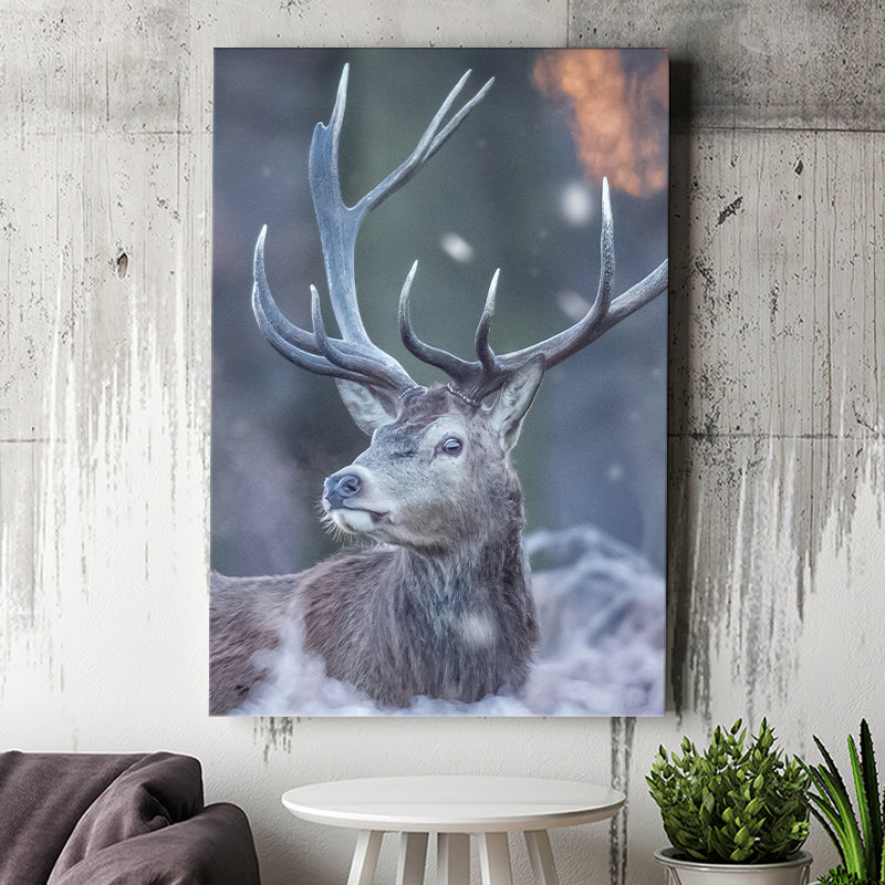 Deer In The Winter Canvas Prints Wall Art - Painting Canvas, Home Wall Decor, Painting Prints, For Sale