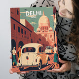Delhi Retro Art Print ,City Art Print, Large Canvas, Canvas Print Wall Art Home Decor
