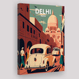 Delhi Retro Art Print ,City Art Print, Large Canvas, Canvas Print Wall Art Home Decor