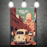 Delhi Retro Art Print ,City Art Print, Large Canvas, Canvas Print Wall Art Home Decor