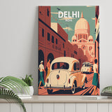 Delhi Retro Art Print ,City Art Print, Large Canvas, Canvas Print Wall Art Home Decor
