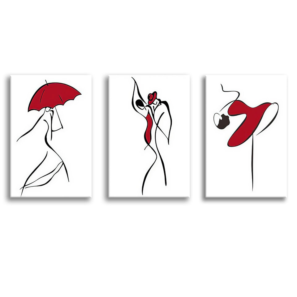 Delightful Female Silhouette Figure Art Elegant Canvas Prints 3 Pieces Wall Art Decor - Painting Canvas, Multi Panel, Home Decor
