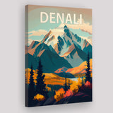 Denali Mountain Retro Art Print ,City Art Print, Large Canvas, Canvas Print Wall Art Home Decor
