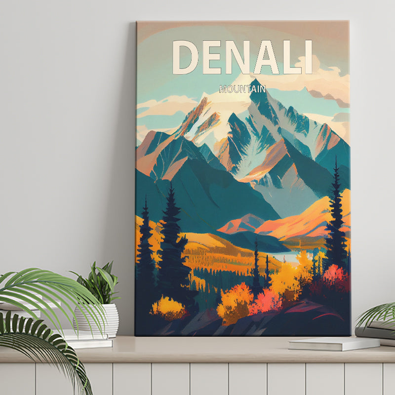Denali Mountain Retro Art Print ,City Art Print, Large Canvas, Canvas Print Wall Art Home Decor