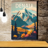 Denali Mountain Retro Art Print ,City Art Print, Large Canvas, Canvas Print Wall Art Home Decor