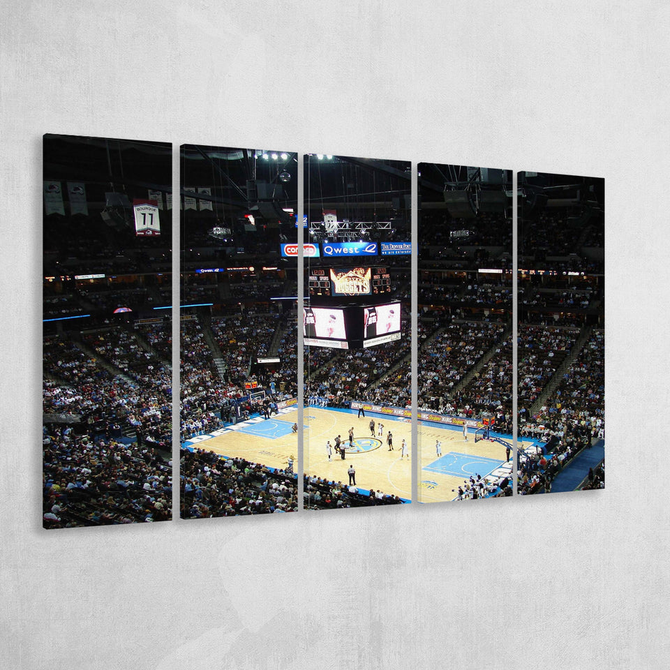 Denver Nuggets Stadium Canvas Prints Pepsi Center Wall Art Basketball,Multi Panels B,Sport Stadium Art Prints, Fan Gift
