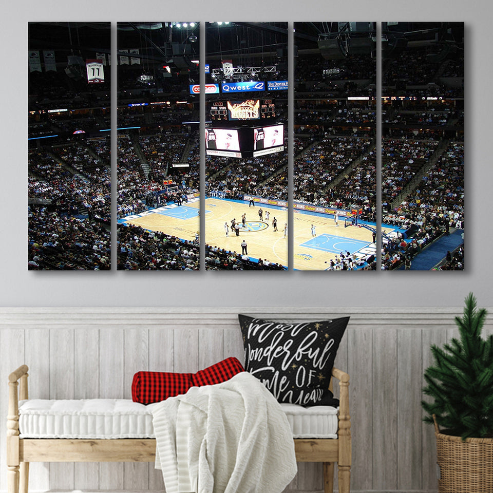Denver Nuggets Stadium Canvas Prints Pepsi Center Wall Art Basketball,Multi Panels B,Sport Stadium Art Prints, Fan Gift